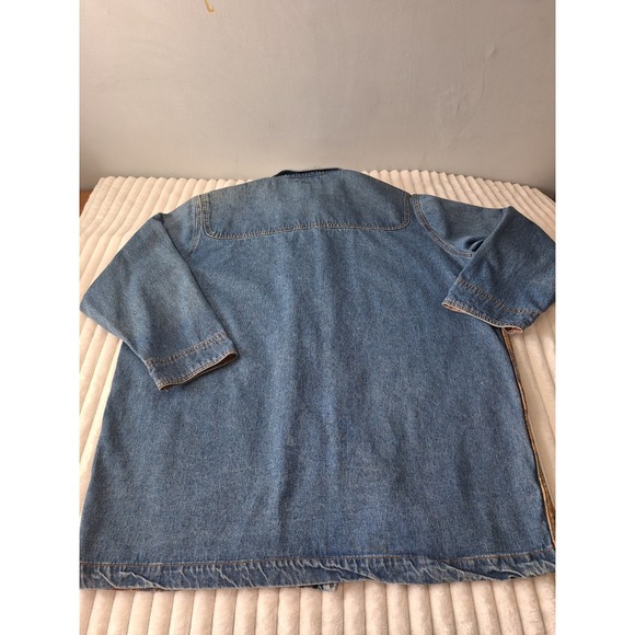 Vtg Denim Corduroy Collar Chore Barn Field Jacket Womens 26/28 Blue Aztec Tribal - Picture 8 of 14